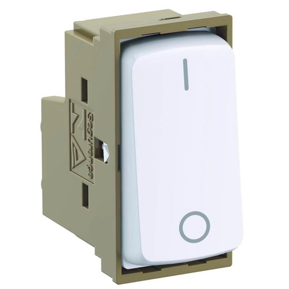 Módulo Interruptor Bipolar 10A 250V Zefia 680153 com Teclas Ergonômicas Branco Pial