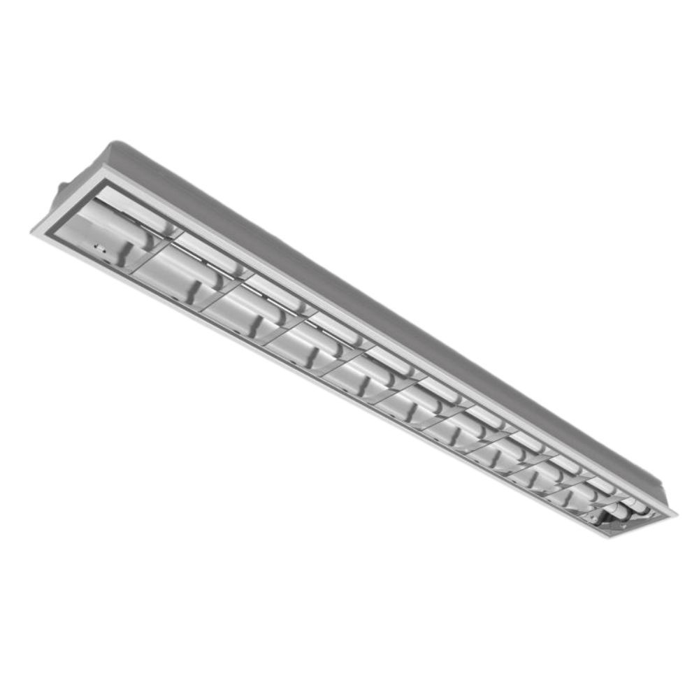 Luminária de Embutir 154105 Alto Rendimento com Aletas Parabólicas Duplas Alumínio Brilhante Branco Lumepetro 2x1200MM