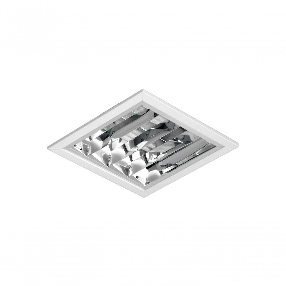 Luminária de Embutir PF61 para 2 Lâmpadas E-27 2X23W com Aletas Bivolt Branco Abalux