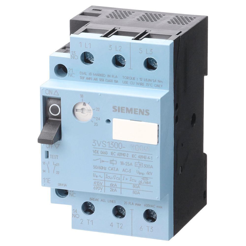 Disjuntor Motor 3VS1300-1MH00 com Proteção Contra Sobrecarga e Curto-Circuito Bivolt Siemens 1,6-2,4A
