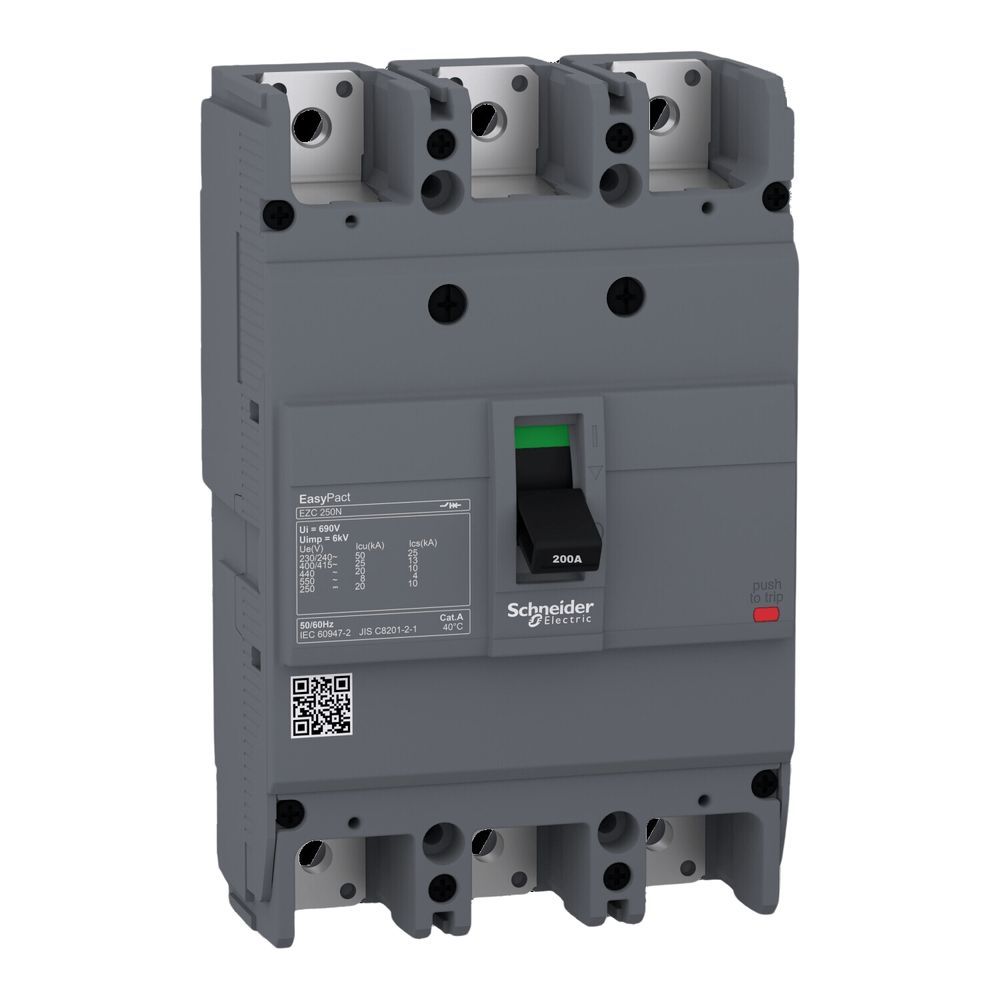 Disjuntor Easypact EZC250N Tripolar com Proteção Termomagnética 25kA 200A Bivolt Schneider Electric