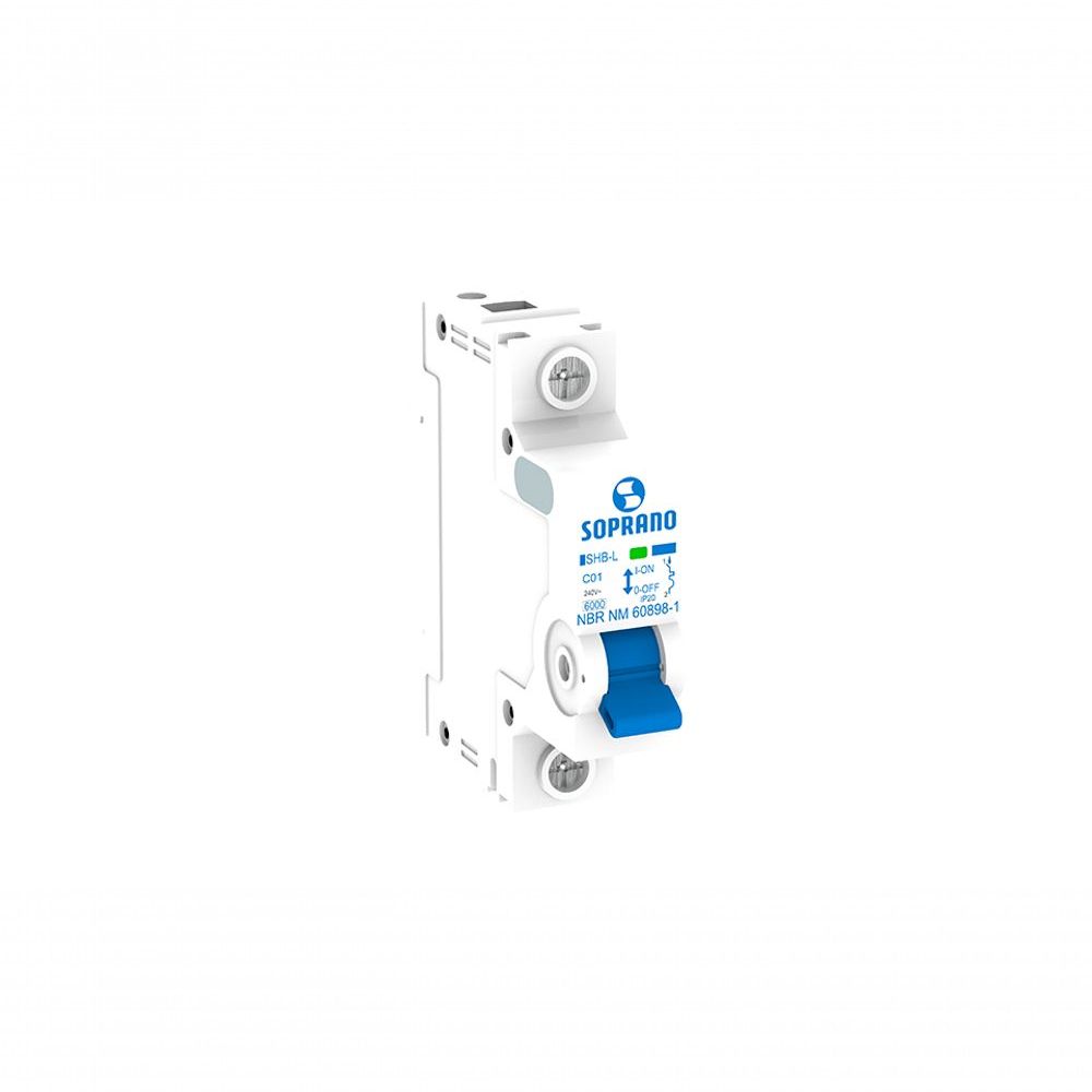 Disjuntor Din Monopolar SHB1-L Alta Performance 6kA Inox Soprano 50A Bivolt