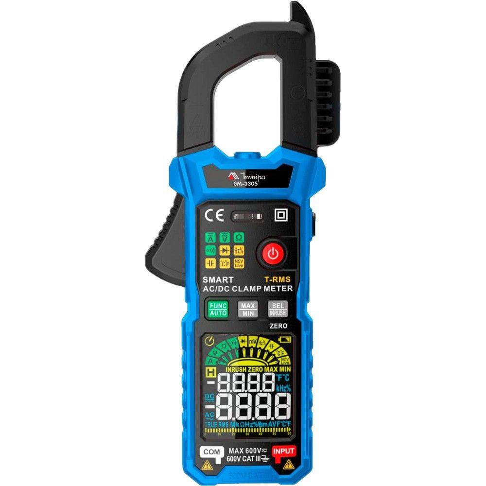 Alicate Amperímetro SM-3305 com Medição de Corrente e Tensão Bivolt Azul Preto Minipa