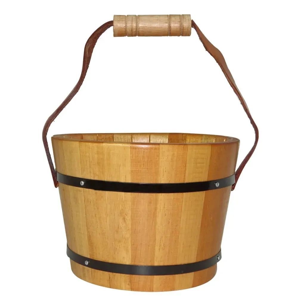 Acessório para Sauna Balde de Madeira para Sauna Seca Uso em Sauna Seca Acabamento Clássico Amadeirado Sodramar 8L