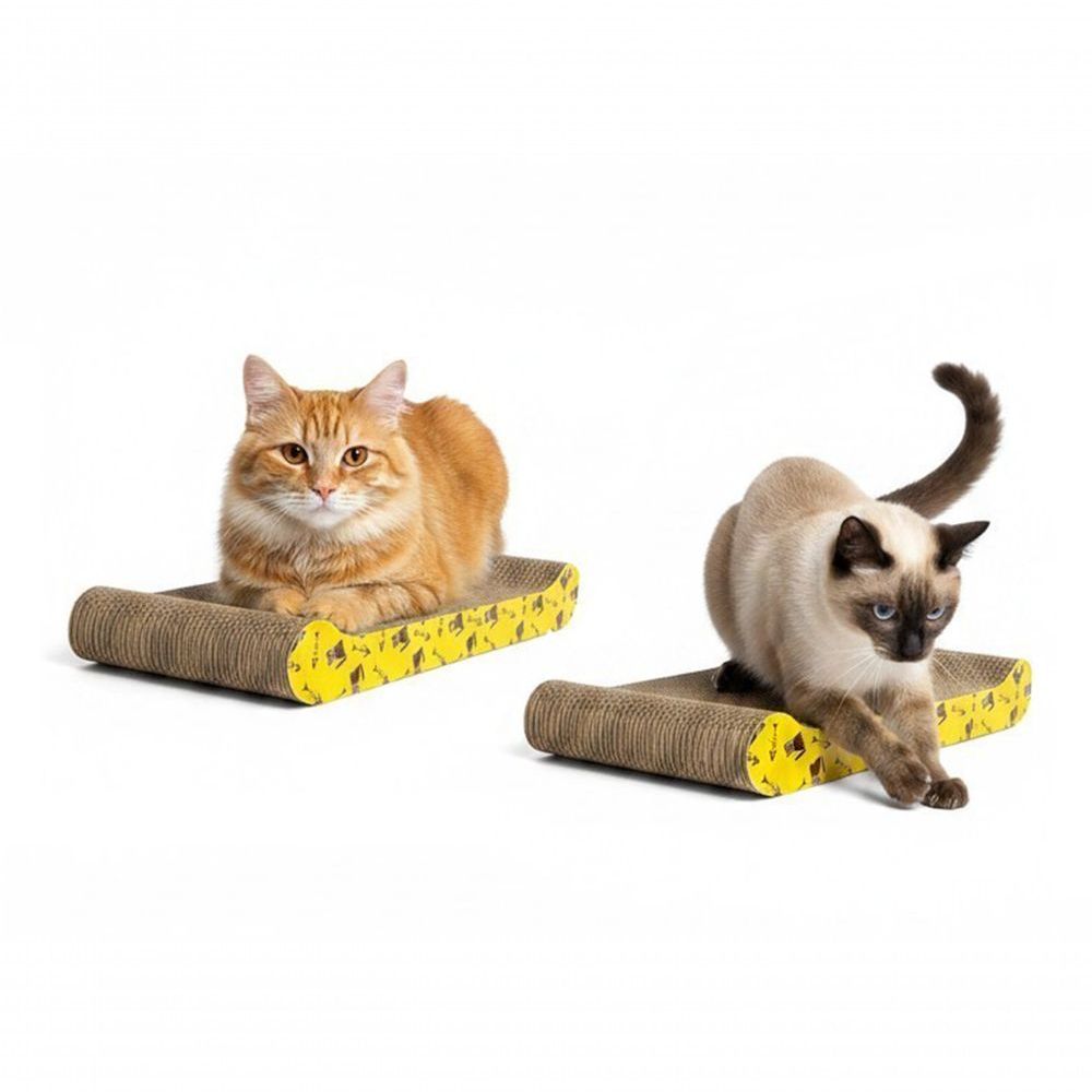 Arranhador para Gato JR Toys Kit com Caminha e Esteira Madeira e Sisal Amarelo 2 Unidades
