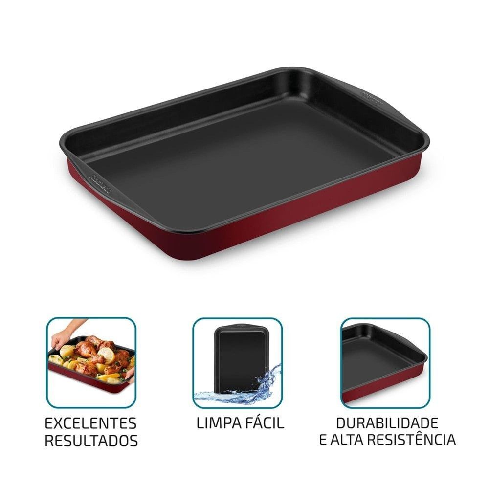 Assadeira Dura + 37cm - CXM - 6 Funda Retangular Antiaderente Alta Durabilidade para Uso Profissional e Pessoal Arno