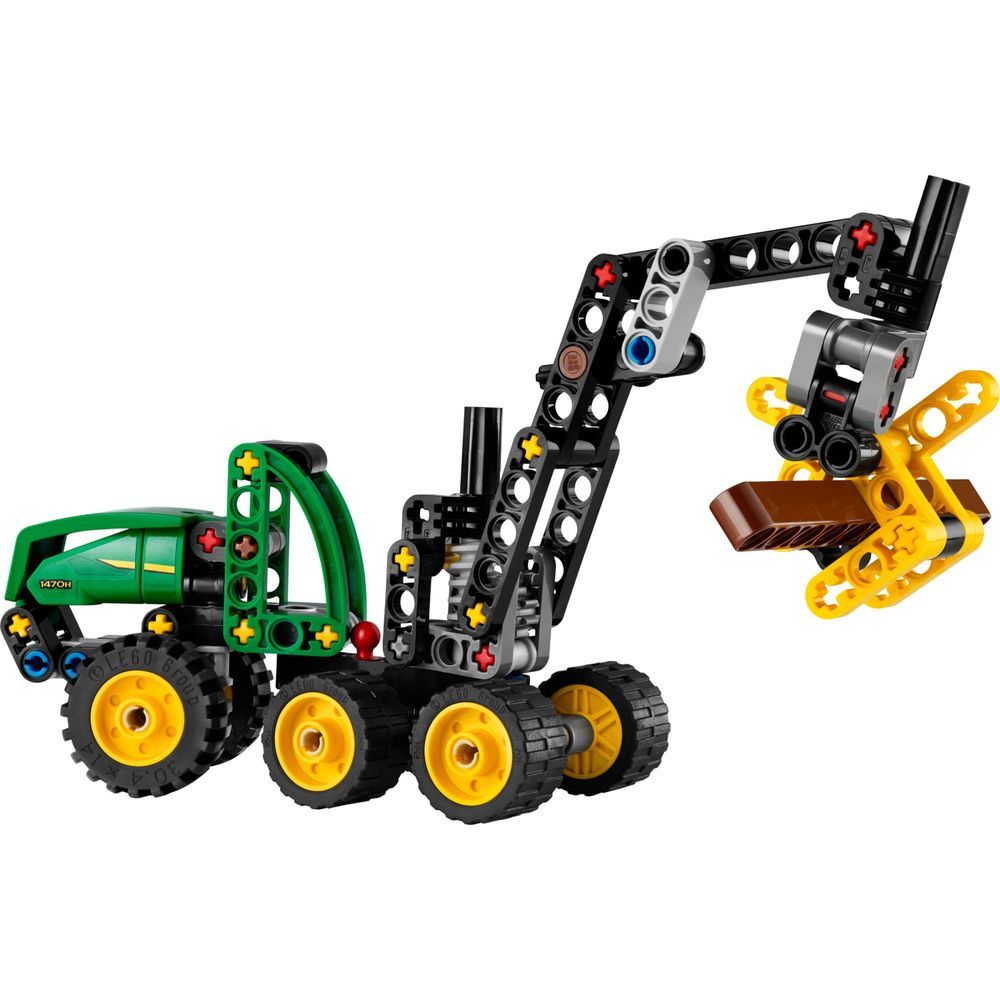 Brinquedo Colheitadeira de Rodas John Deere 1470h com Braço Que Gira 180 Graus e Garra Funcional Verde Lego