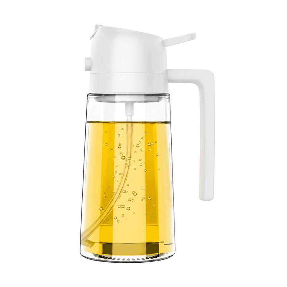 Borrifador de Azeite e Vinagre Transparente em Vidro com Pulverizador Fino para Cozinha 470ML Branco