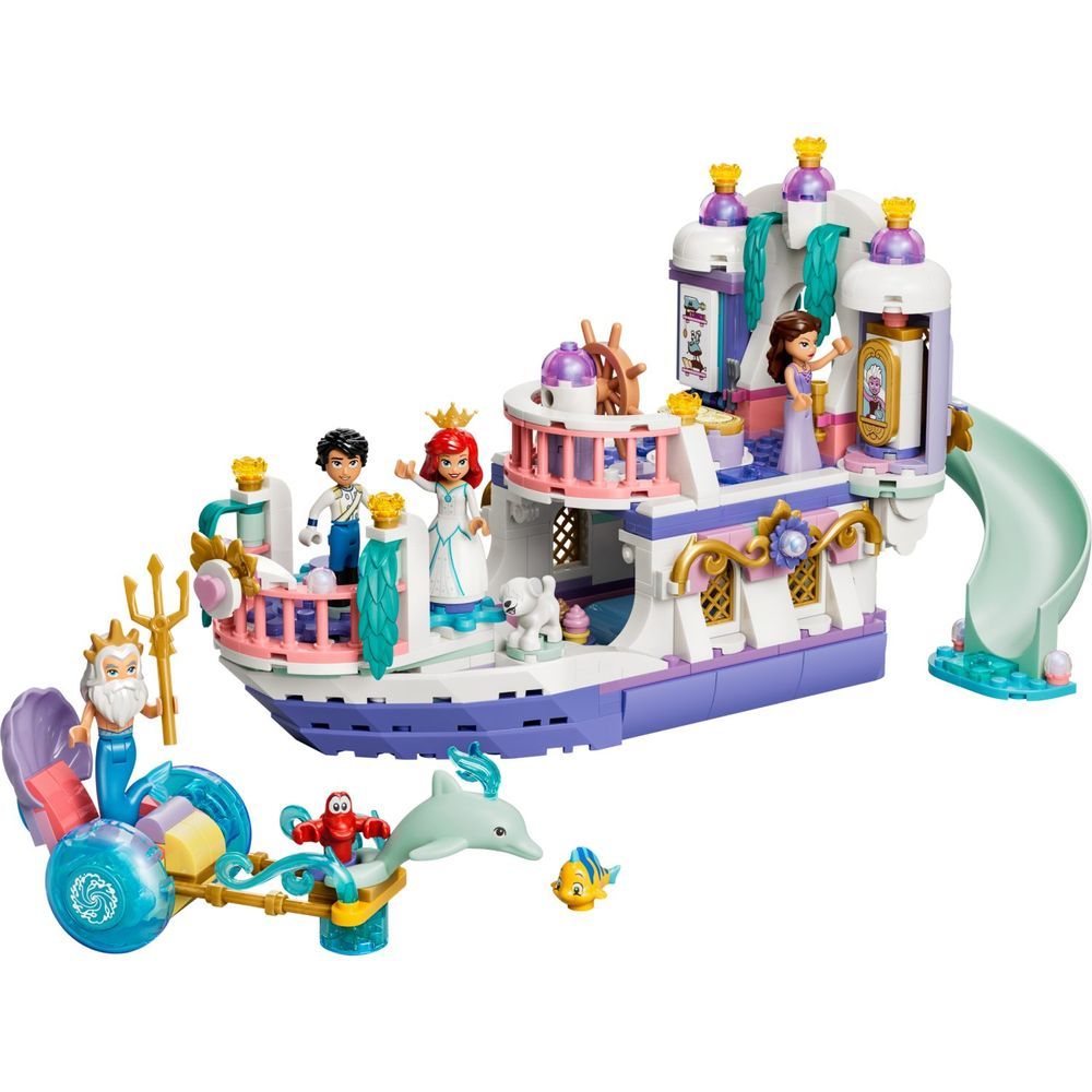 Brinquedo de Construção Barco do Casamento Real de Ariel Recriação do Filme Convés Que Se Abre Branco Lego 519 Peças