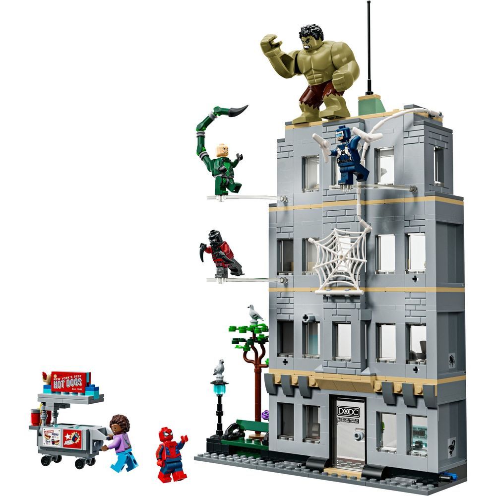 Brinquedo de Construção de super-heróis 76350 com Confronto Épico Entre Homem-Aranha e Hulk com Parede Que Explode