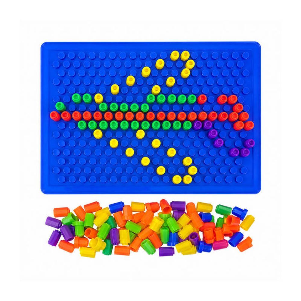 Brinquedo Educativo Mosaico de Pinos Coloridos com Tabuleiro Desenvolve Coordenação Motora Fina Estimula Criatividade