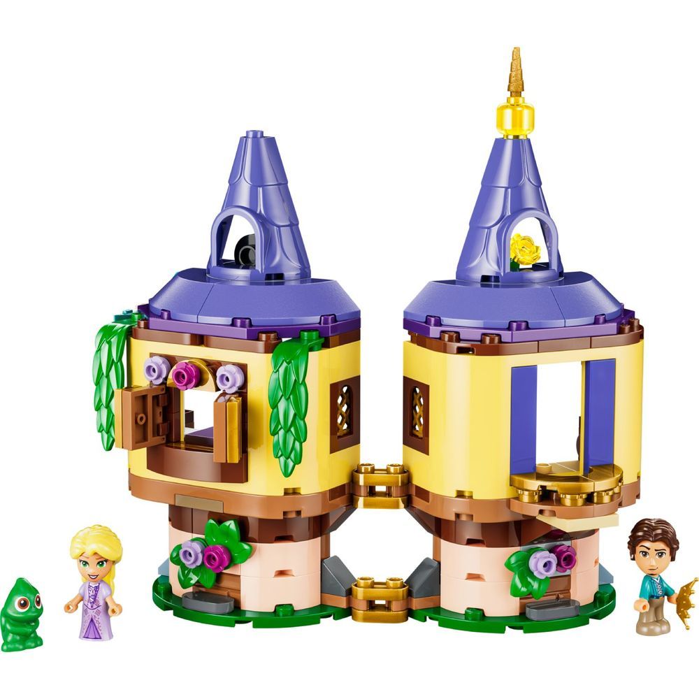 Brinquedo de Construção Mini Torre da Rapunzel com 3 Personagens e Acessórios Amarelo Lego 8CM 171 Peças