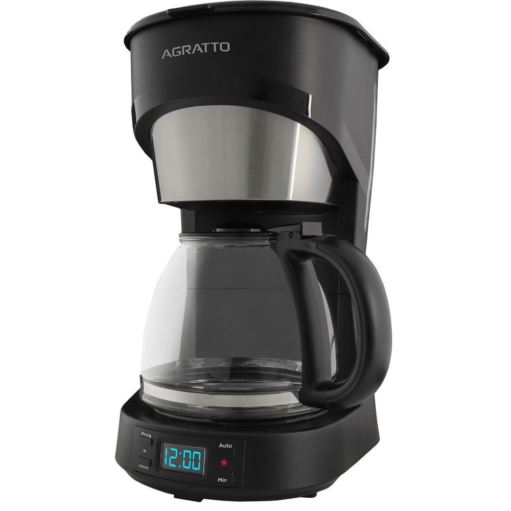 Cafeteira Programável Agratto Aroma 12 Xícaras Preta Elétrica Automática 110V