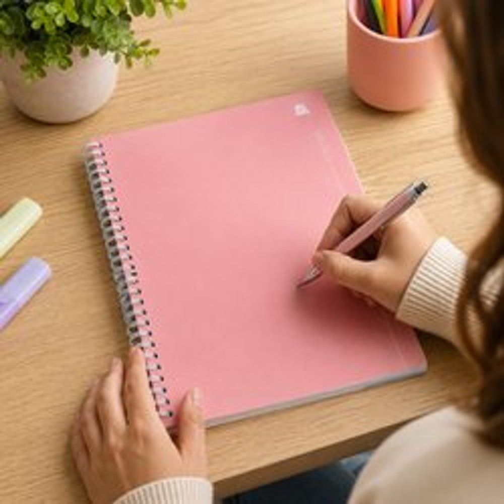 Caderno Universitario Espiral 1 Materias 80 Folhas Capa Dura Formato Universitario Rosa