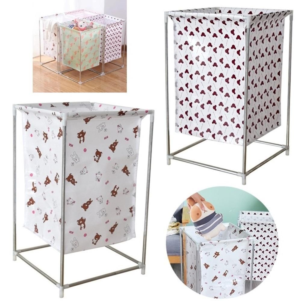 Cesto de Roupa Suja Desmontável com Estrutura em Aço Inoxidável Impermeável e Dobrável Multiuso para Banheiro Cinza Yeet