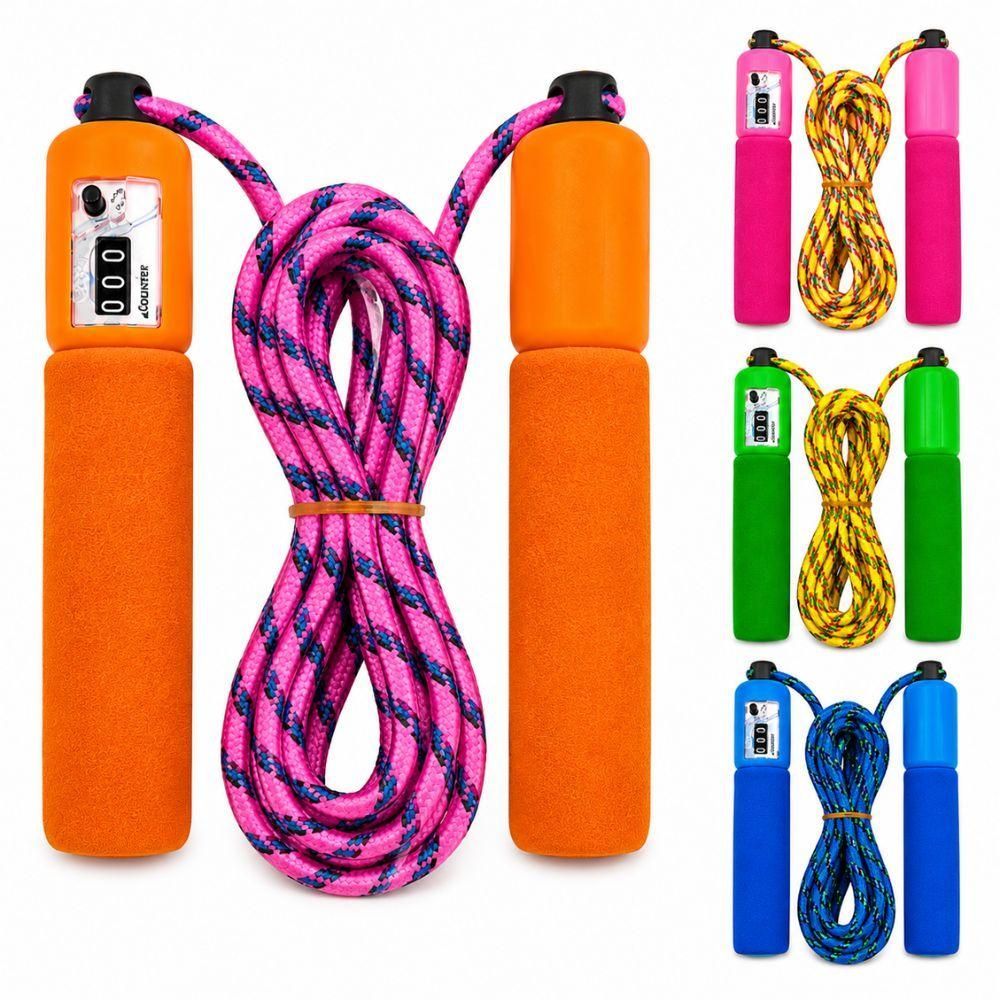 Corda de Pular Cross Conta Giro com Contador Mecânico Antiderrapante Cinza Yeet 285CM