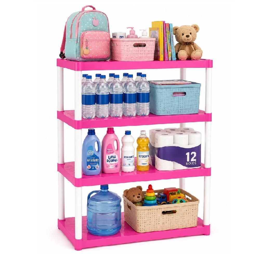 Estante Infantil Maxx 4 Andares sem Porta 4 Prateleiras 40CM Plástico Rosa Yeet