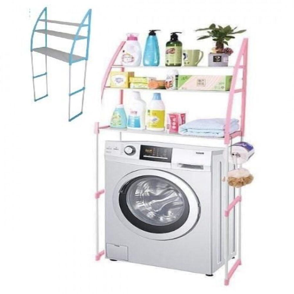 Estante Organizador Lavanderia 3 Prateleiras Metal Paint Multiuso para Máquina de Lavar Banheiro Azul Yeet