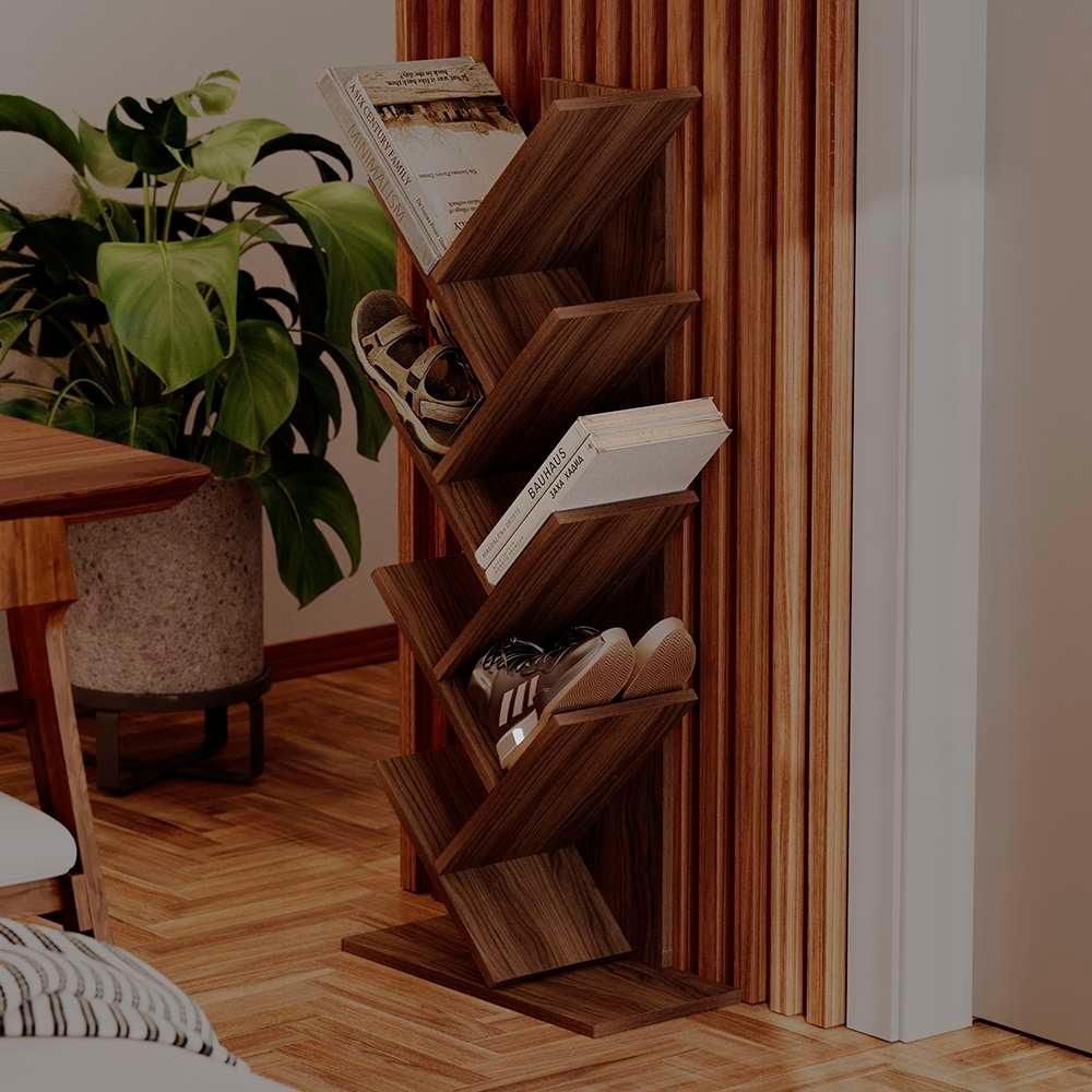 Estante Zig Zag com 45CM em Madeira MDP 15mm Marrom Mercado das Prateleiras