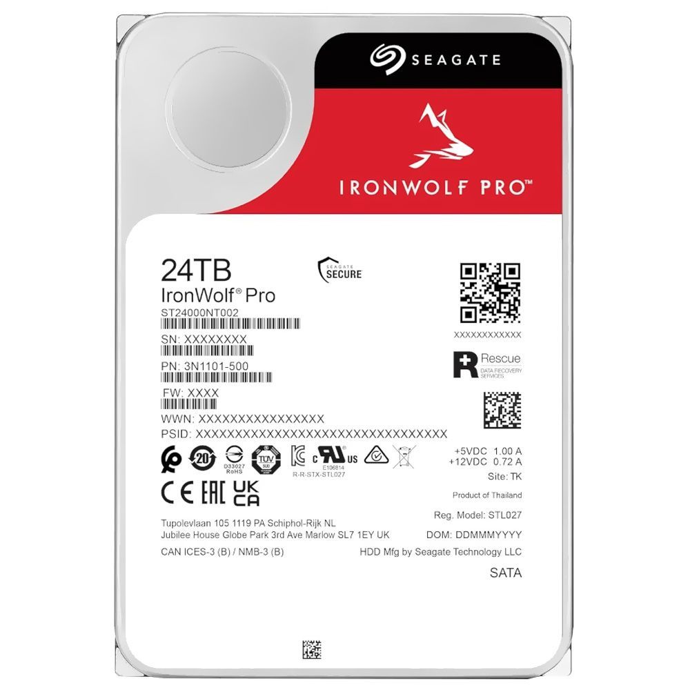 HD 3.5 Iron Wolf Pro ST24000NT002 24TB SATA 3 7200 RPM para Uso Profissional e Pessoal Seagate