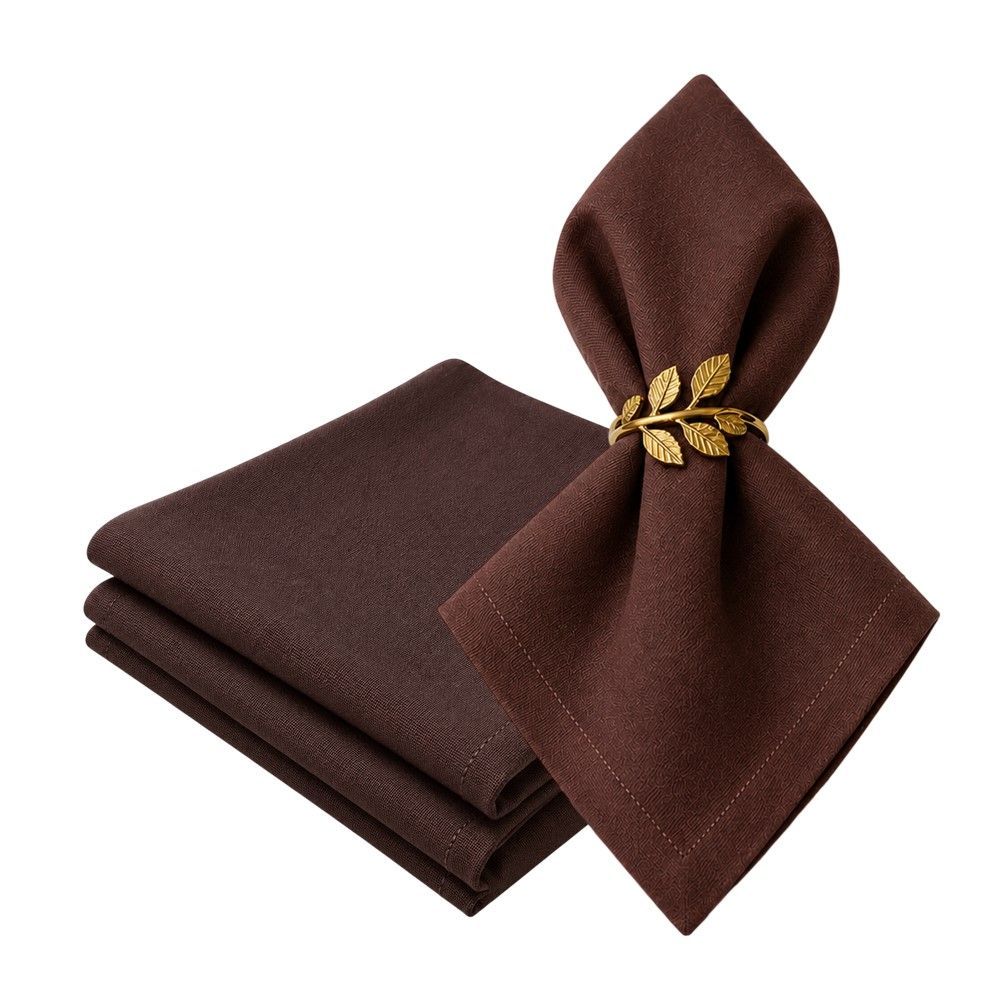 Guardanapo de Tecido Linho 50x50cm Reutilizável para Decoração Mesa Posta Marrom Ishela 4 Unidades