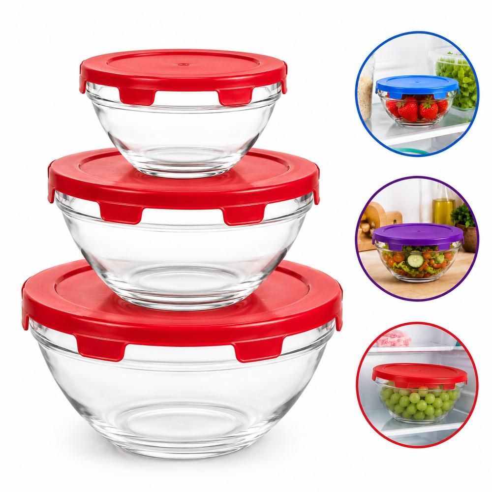 Kit 3 Potes de Vidro Herméticos Multiuso com Tampa de Trava e Vedação Eficiente para Alimentos e Mantimentos Praticasa