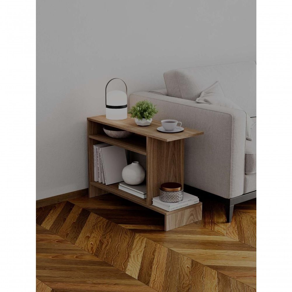 Mesa Lateral Restn Retangular MDF Madeira 81CM Marrom Moderna Mercado das Prateleiras