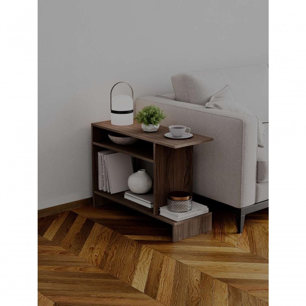 Mesa Lateral Restn Retangular MDF Madeira 81CM Marrom Moderna Sala Quarto Hall Mercado das Prateleiras