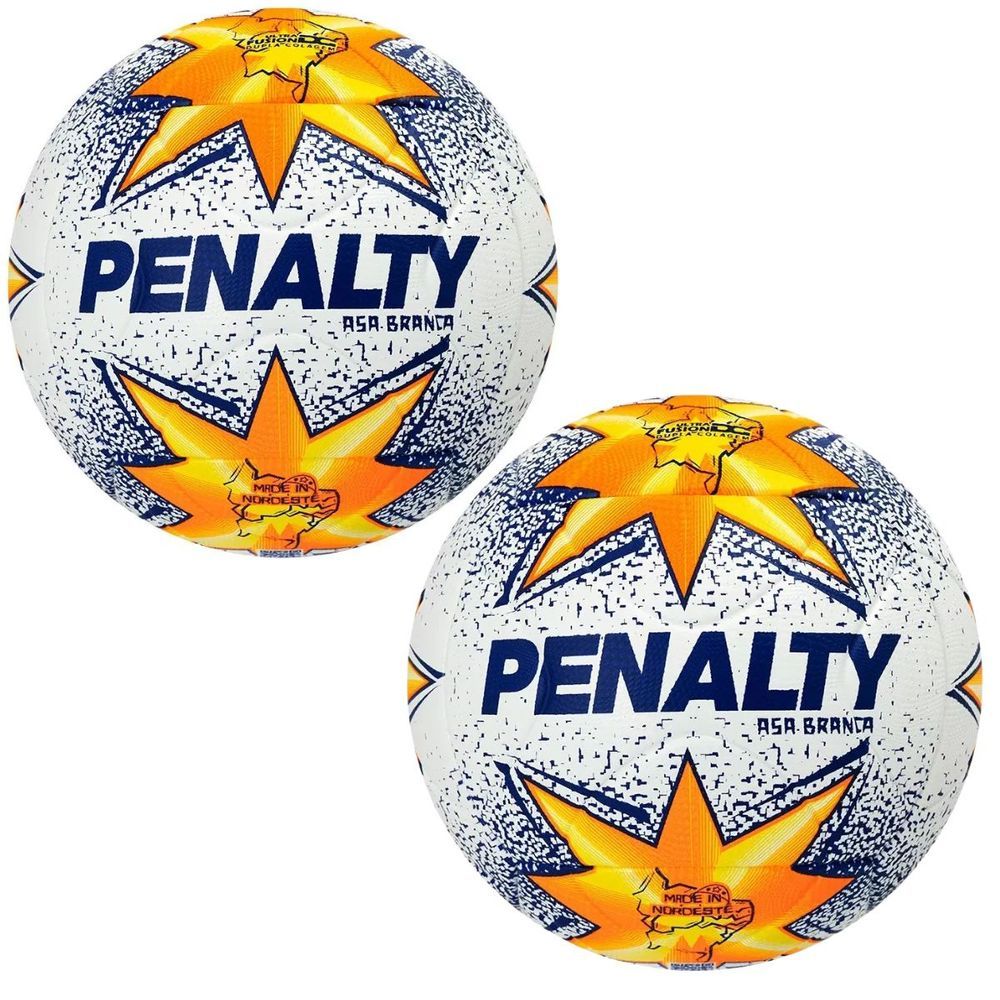 Bola de Futebol Asa Branca R2 Xxv com Tecnologia Ultra Fusion e Toque Macio Branco e Azul Penalty 2 UNIDADES