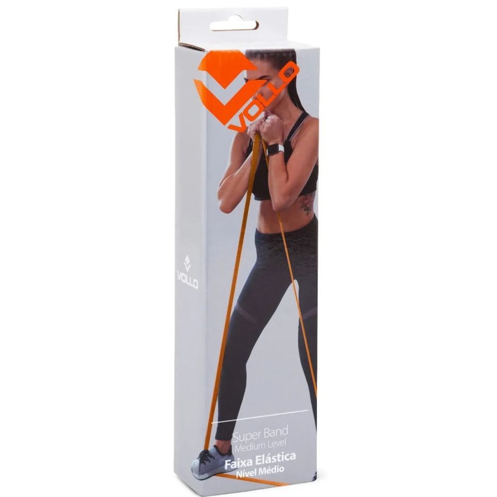 Acessório para Exercícios Super Band Nível Médio Fortalecimento Muscular com Elástico Extensor Laranja Vollo Sports