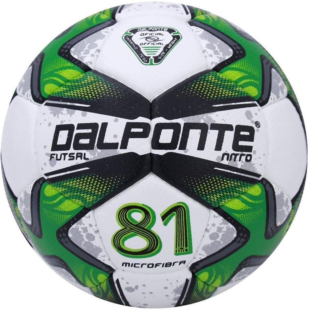 Bola de Futsal 81 Nitro Costurada à Mão com Miolo Removível Verde e Branco Dalponte