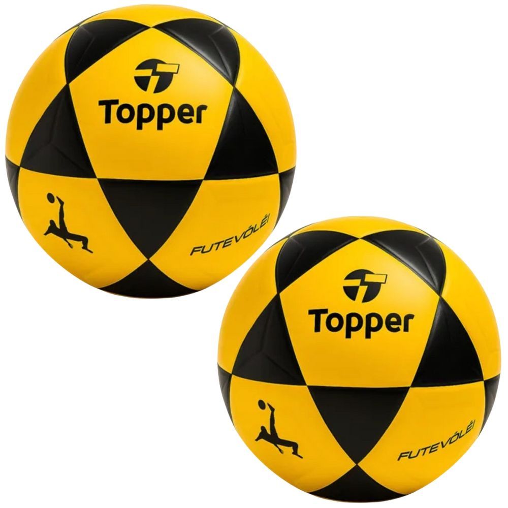 Bola de Futevôlei R1 Oficial com Toque Macio e Controle Preciso Amarelo e Preto Topper Kit com 2