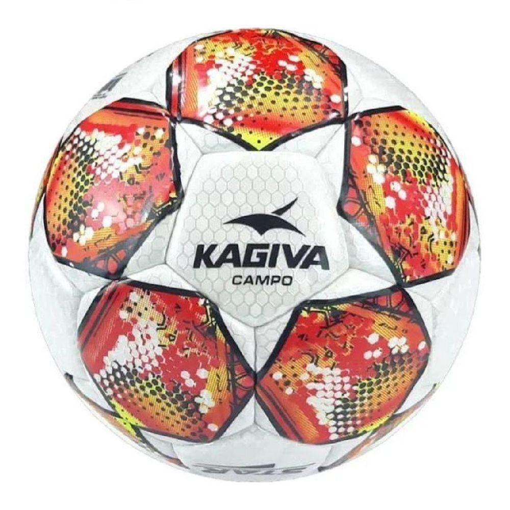 Bola de Futebol Campo Kagiva Star Costurada à Mão com Câmara Airvility Vermelho e Amarelo ÚNICO