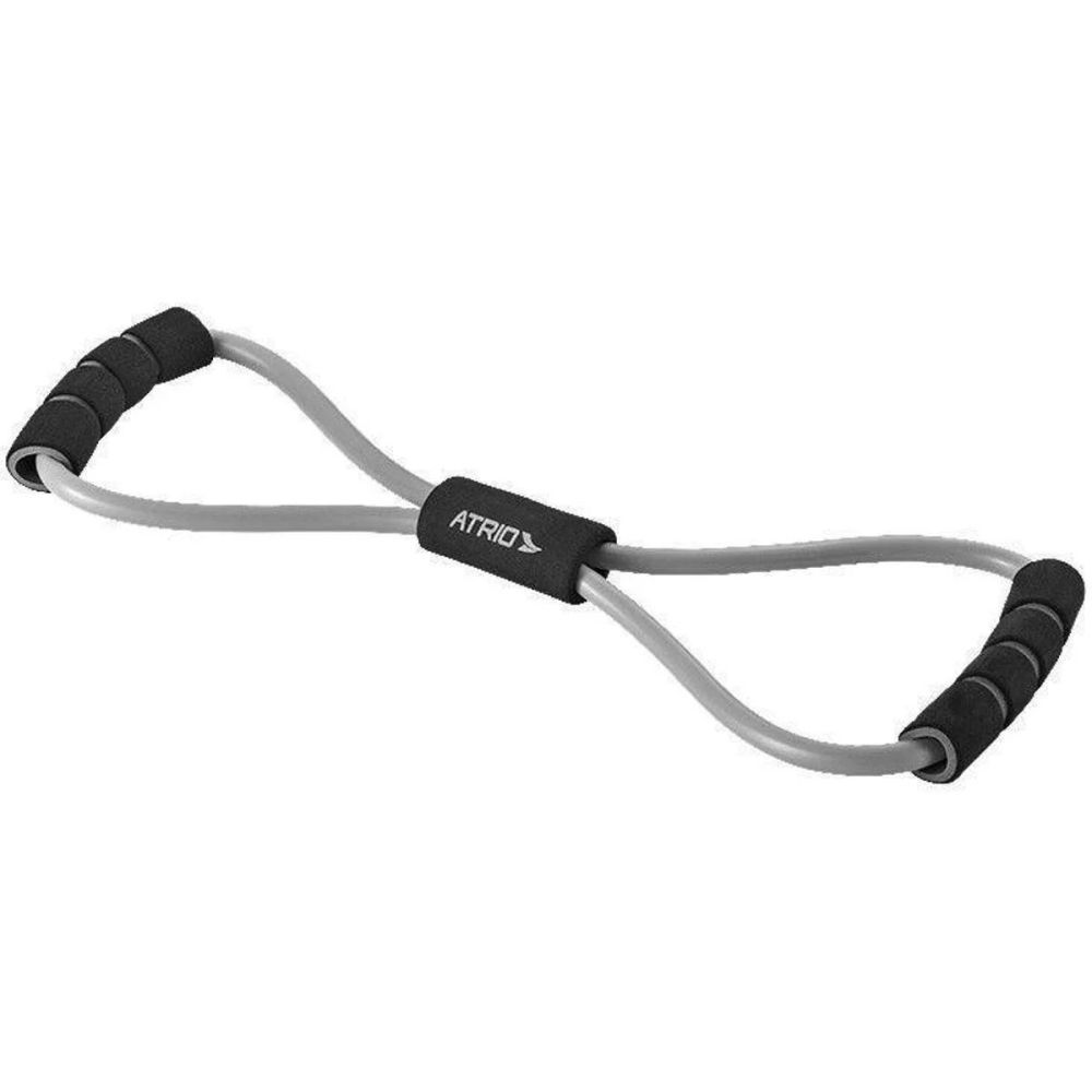 Extensor Elástico ES222 Fortalecimento Muscular com Design em Oito Cinza e Preto Atrio