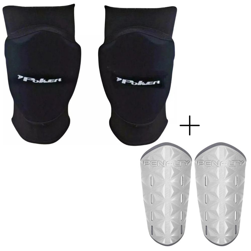 Kit de Proteção Esportiva Matis Juvenil + Poker Pro Indoor Júnior com Tecnologia Shield Sys e Ajuste por Elástico Branco