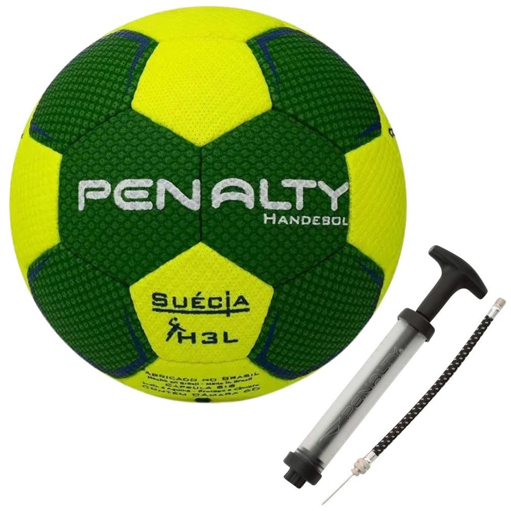 Kit Bola de Handebol H3L Ultra Grip X + Bomba de Ar Dupla Ação Verde e Branco Penalty