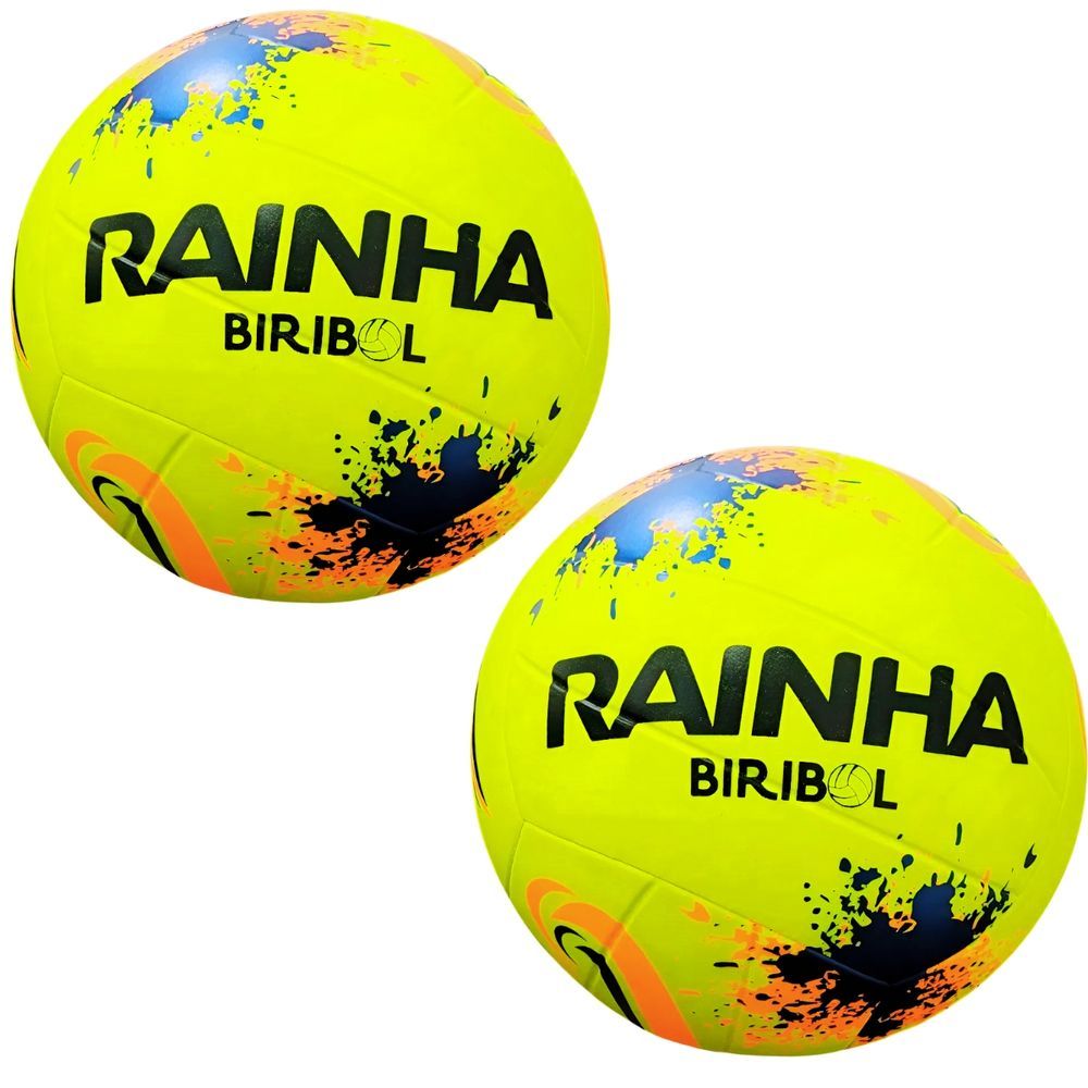 Kit 2 Bolas de Biribol Rainha Resistente à Água Design Colorido e Vibrante Amarelo e Laranja Único