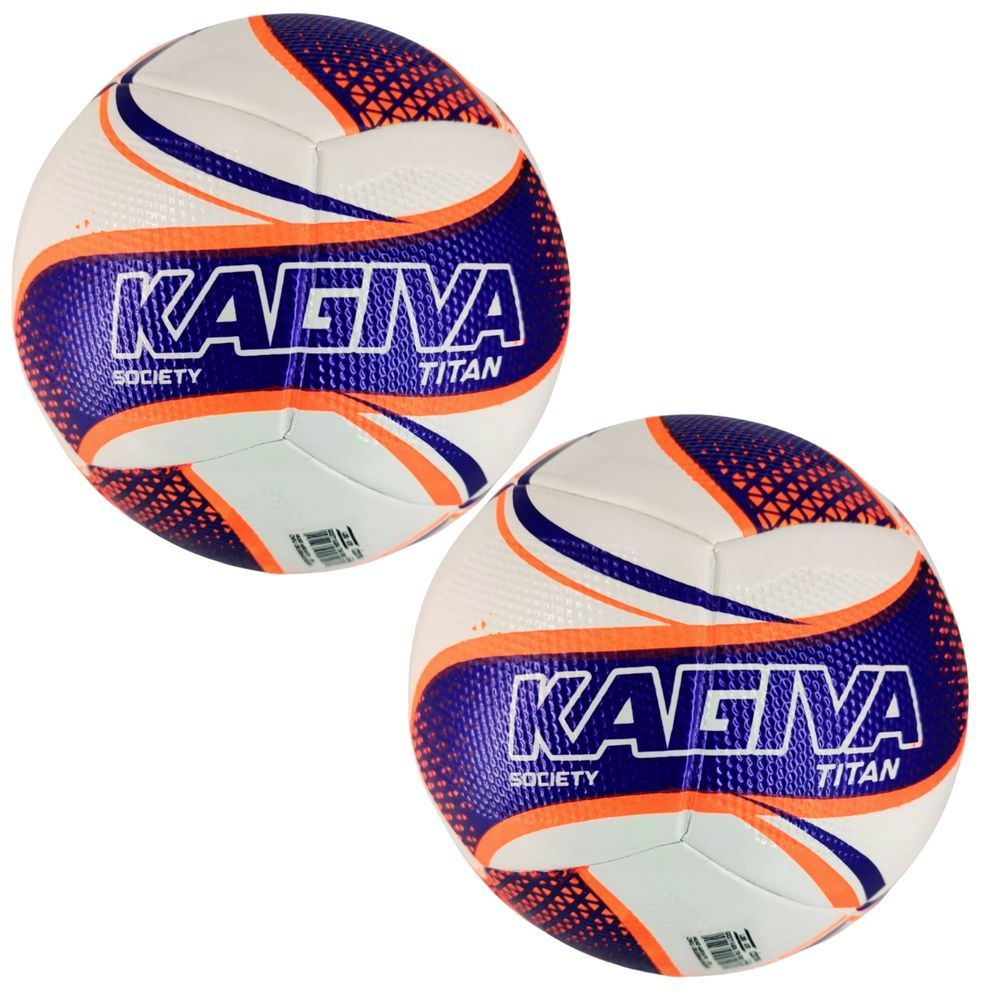 Kit 2 Bolas de Futebol Society Kagiva Titan 2026 com Tecnologia Termofusion Roxo e Laranja Tamanho 5