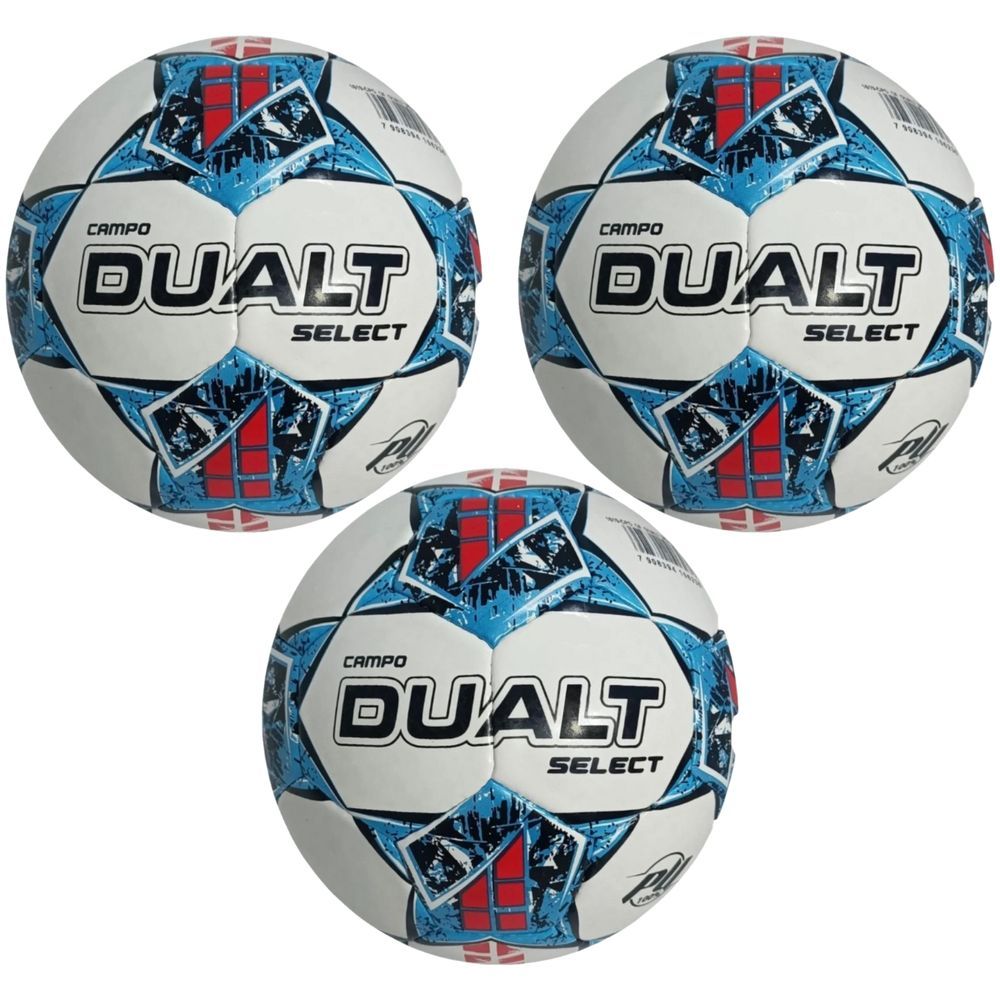 Kit Bola de Futebol de Campo Select Pro Costurada à Mão com 32 Gomos Branco e Azul Dualt