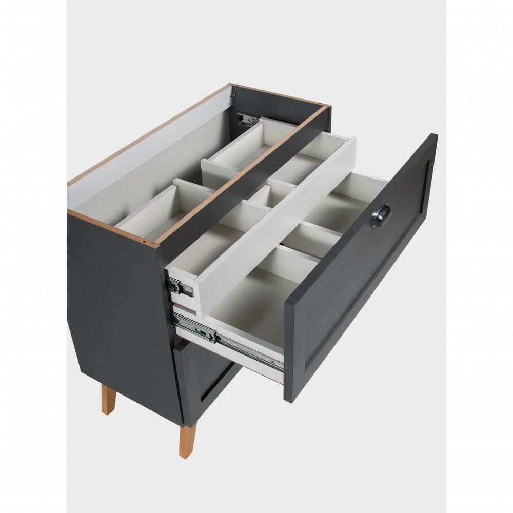 Gabinete para Banheiro Milano Retro com 3 Gavetas MDF 80CM Grafite On Móveis