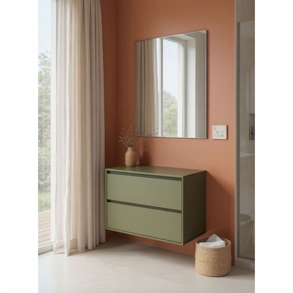 Gabinete para Banheiro Dubai Suspenso 1 Porta 1 Gaveta MDF 80CM Verde On Móveis 80CM