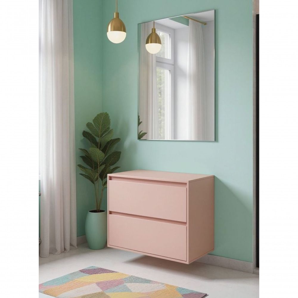 Gabinete para Banheiro Dubai Suspenso 1 Porta 1 Gaveta MDF 80CM Rosa On Móveis