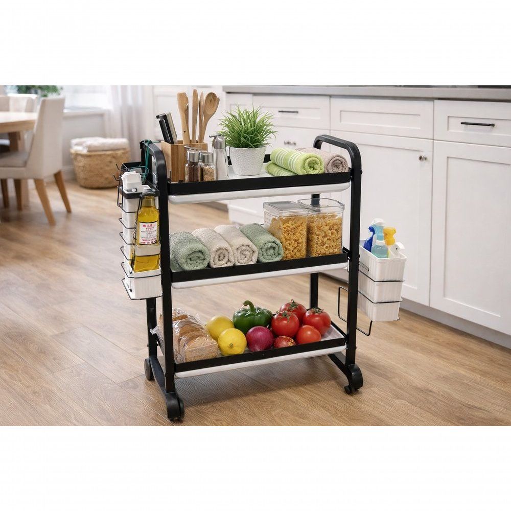 Escorredor de Louças TRC0888 3 Andares Metal com Bandejas Coletoras para Cozinha Preto Top Rio Comercial