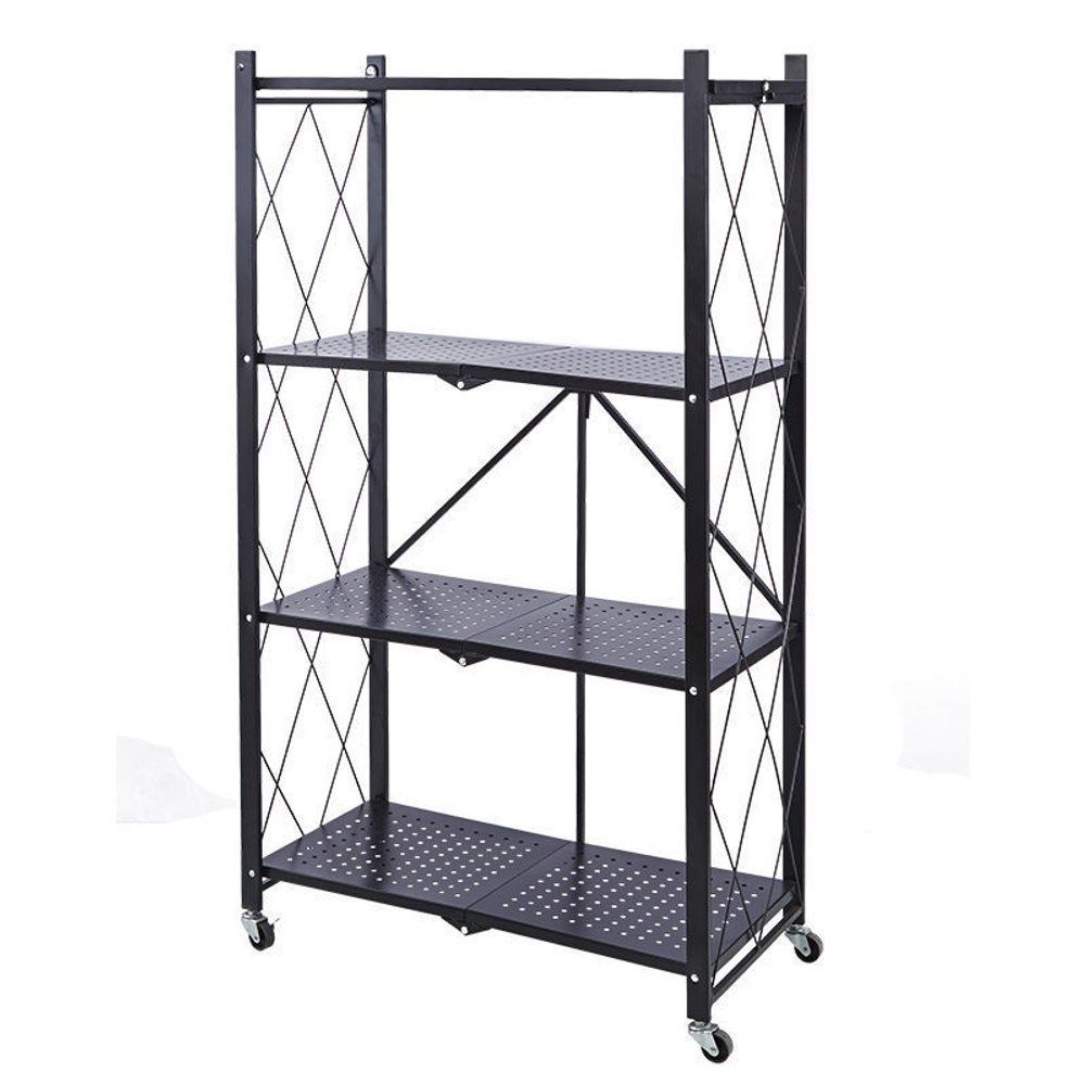 Estante Organizadora TRC8367 Moderno 4 Prateleiras 4 Nichos Aço Preto Top Rio Comercial