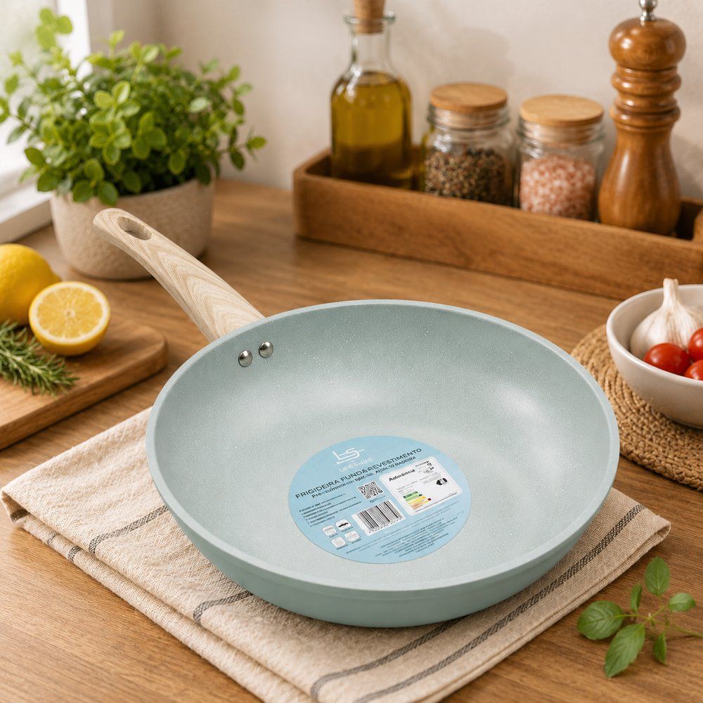 Frigideira Nanoceramico Antiaderente Alumínio com Revestimento Nanocerâmico 24CM Cabo Soft Touch Verde Lehaví