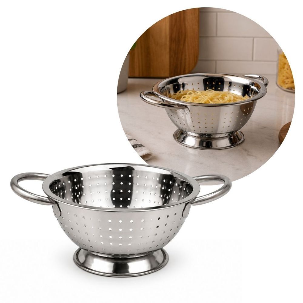 Escorredor de Massas Slim para Macarrão Aço Inox Premium com Alças Laterais e Base Elevada Cozinha Inox Yangzi