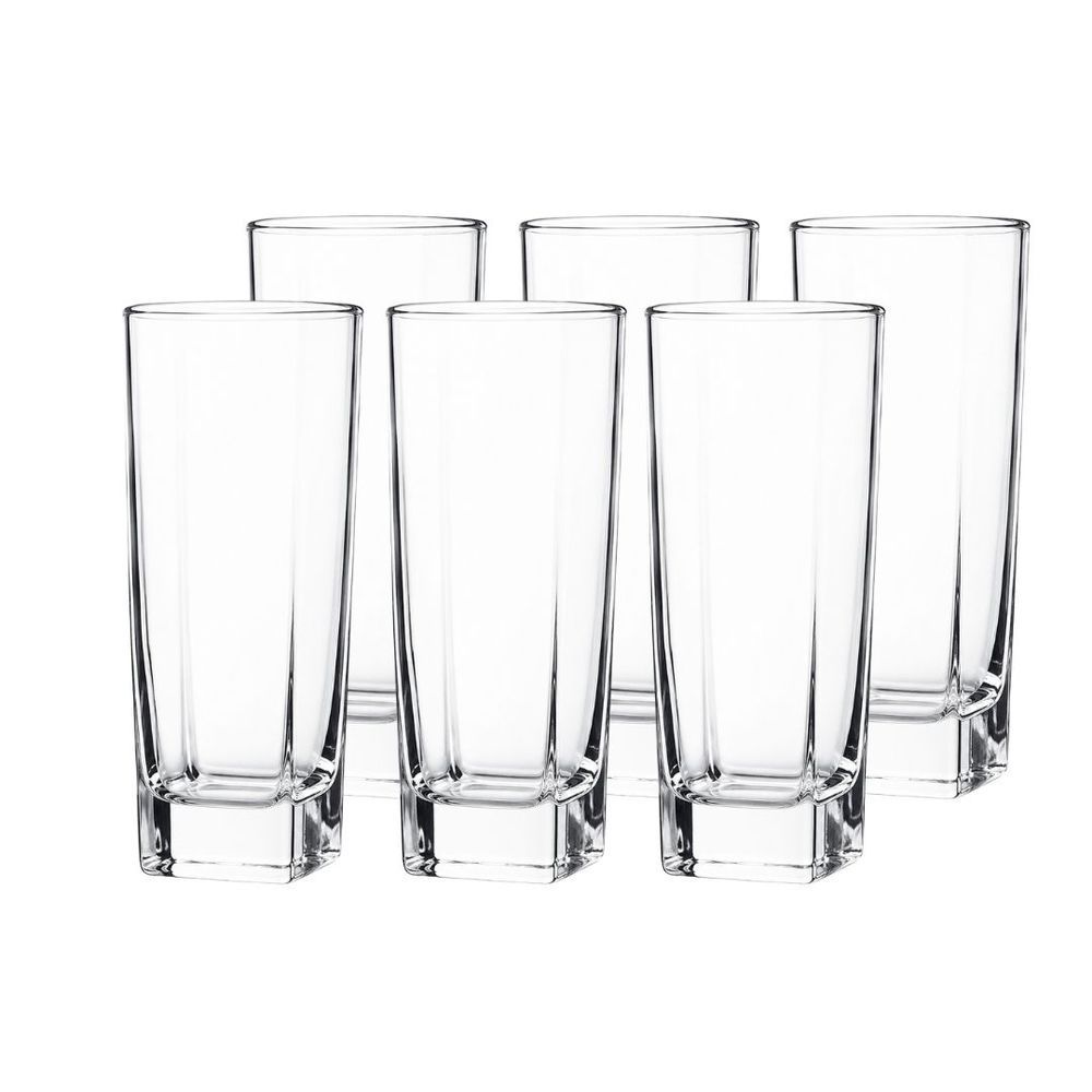 Jogo de Copos Miami 320ML Long Drink em Vidro com Design Moderno para Bebidas Transparente Quality House