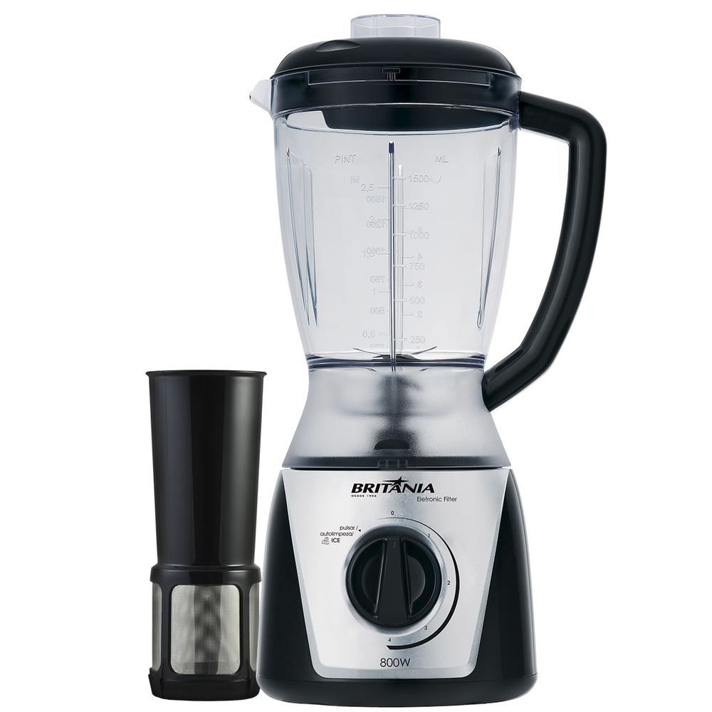 Liquidificador Britânia Eletronic Filter 900W 2,5L com Filtro 4 Velocidades Preto 110V