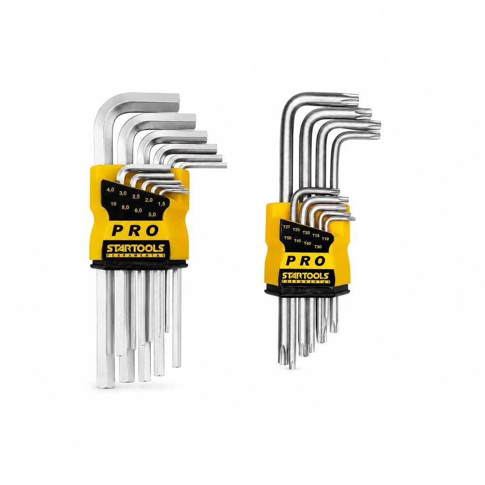 Kit de Ferramentas Kit Chaves Allen 1,5A 10mm e Torx 9 Peças em Aço Carbono Prata Startools