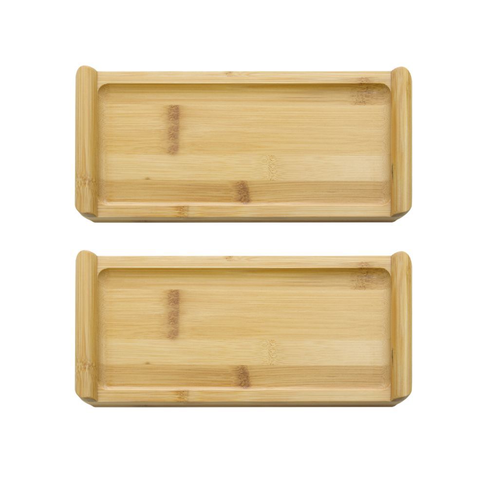Kit 2 Bandejas de Bambu com Alça High Multiuso para Servir e Decorar Amadeirado Mimo Style